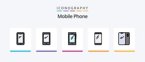 ligne de téléphone mobile remplie de 5 packs d'icônes comprenant. Android. dos. Android. conception d'icônes créatives vecteur