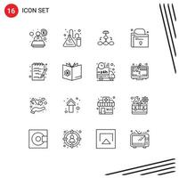 16 concept de contour pour les sites Web mobiles et les applications document fichier algorithme dossier structure éléments de conception vectoriels modifiables vecteur