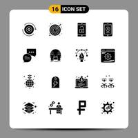 ensemble de 16 symboles d'icônes d'interface utilisateur modernes signes pour l'emplacement de l'application de chat par courrier mobile éléments de conception vectoriels modifiables vecteur