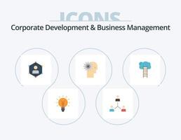développement d'entreprise et gestion d'entreprise pack d'icônes plat 5 conception d'icônes. personnel. réseau. la coopération. la communication. équipe vecteur