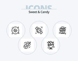 pack d'icônes de ligne sucrée et sucrée 5 conception d'icônes. manger. le restaurant. camping. glace. le dessert vecteur