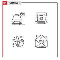 4 icônes créatives signes et symboles modernes de véhicules coupés de voiture contact ciseaux éléments de conception vectoriels modifiables vecteur