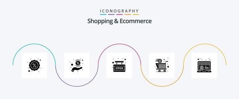 pack d'icônes glyphe 5 pour le shopping et le commerce électronique, y compris la boutique. achats. planche. Chariot. achats vecteur