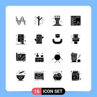 pack de 16 signes et symboles de glyphes solides modernes pour les supports d'impression Web tels que développer des éléments de conception vectoriels modifiables de la voix de l'application de la saison du navigateur vecteur