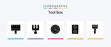 outils glyphe 5 pack d'icônes comprenant. référencement. éplucheur. conception d'icônes créatives vecteur