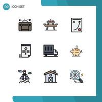 9 concept de couleur plate fillline pour les sites Web mobiles et les applications stratégie de fichier de pique-nique sécurisé clé éléments de conception vectoriels modifiables vecteur
