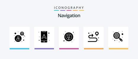 pack d'icônes de glyphe de navigation 5, y compris Internet. pancarte. une carte. itinéraire. emplacement. conception d'icônes créatives vecteur