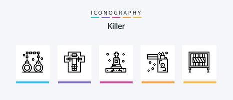 pack d'icônes Killer Line 5, y compris l'enquête. arme. fléchettes. tirer. balle. conception d'icônes créatives vecteur