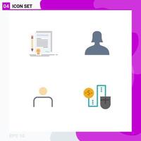 interface mobile icône plate ensemble de 4 pictogrammes de support de degré de gens d'affaires définit des éléments de conception vectoriels modifiables vecteur