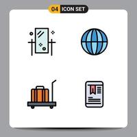 pack d'icônes vectorielles stock de 4 signes et symboles de ligne pour les éléments de conception vectoriels modifiables à l'échelle mondiale miroir de bagages de beauté vecteur