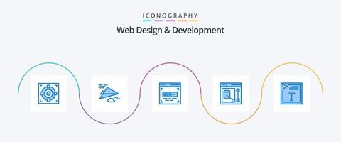 pack d'icônes bleues de conception et de développement Web 5, y compris la conception de polices. couleur remplir le texte. code. la toile. designer vecteur