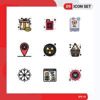 9 icônes créatives signes et symboles modernes d'éléments de conception vectoriels modifiables d'équipement de localisation de dominion nucléaire de déchets vecteur
