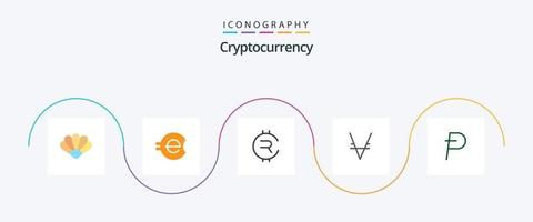 pack d'icônes plat 5 de crypto-monnaie, y compris la pièce. crypto-monnaie. rubycoin. crypto. par pièce vecteur