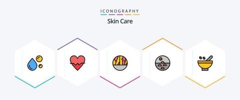 skin 25 pack d'icônes fillline comprenant la peau. peau. peau. peau sèche. plaie cutanée vecteur