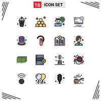 pack de 16 signes et symboles de lignes remplies de couleurs plates modernes pour les supports d'impression Web tels que la mise en page du site de routine statique de costumes éléments de conception vectoriels créatifs modifiables vecteur