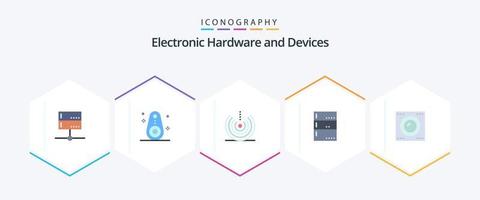 appareils 25 pack d'icônes plates, y compris le serveur. Les données. suivi. administrateur. signal vecteur