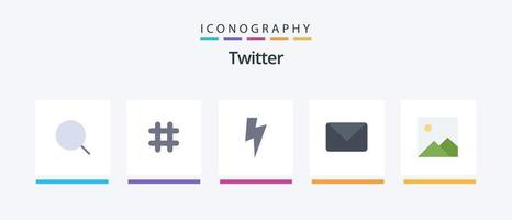 pack d'icônes twitter flat 5 comprenant une image. Twitter. Twitter. discuter. poster. conception d'icônes créatives vecteur