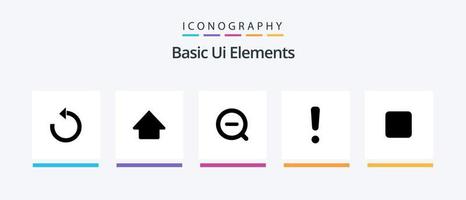 pack d'icônes glyphe 5 éléments de base de l'interface utilisateur, y compris non coché. boîte. moins. pancarte. danger. conception d'icônes créatives vecteur