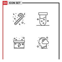 4 icônes créatives signes et symboles modernes d'éléments de conception vectoriels modifiables de tête de biochimie de tube de voiture de bonbons vecteur