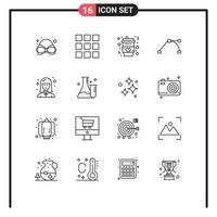 16 icônes créatives signes et symboles modernes de ballon étudiant long fille point éléments de conception vectoriels modifiables vecteur