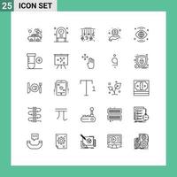 ensemble de pictogrammes de 25 lignes simples d'éléments de conception vectoriels modifiables de décoration d'informations eid de soutien mondial vecteur