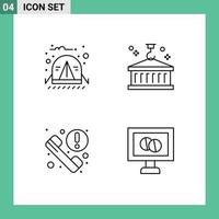 pack d'icônes vectorielles de stock de 4 signes et symboles de ligne pour les éléments de conception vectoriels modifiables d'informations de conteneur de jungle d'appel de camp vecteur