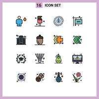 paquet de ligne remplie de couleur plate de 16 symboles universels de panneau de signe de spa vecteur