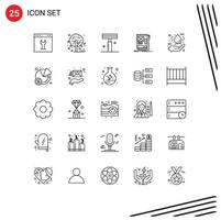 symboles d'icônes universels groupe de 25 lignes modernes d'éléments de conception vectoriels modifiables de fil de beauté de mise en page bio vecteur