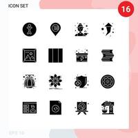 16 concept de glyphe solide pour les sites Web mobiles et applications galerie d'images cuisiner des éléments de conception vectoriels modifiables vecteur