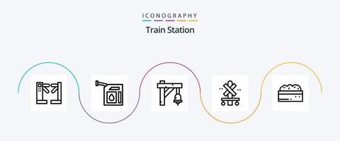 pack d'icônes de la ligne 5 de la gare, y compris le buisson. former. cloche. gare. croix vecteur