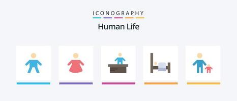 pack d'icônes humain plat 5 comprenant. père. ouvrier. famille. enfant. conception d'icônes créatives vecteur