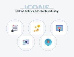 politique nue et industrie fintech pack d'icônes plates 5 conception d'icônes. dollar. l'industrie des technologies financières. crypto-monnaie. l'Internet. numérique vecteur