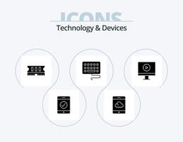 dispositifs glyphe icône pack 5 conception d'icônes. . clavier. vidéo vecteur