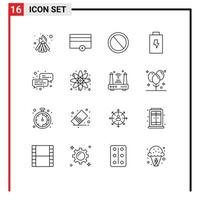 16 icônes créatives signes et symboles modernes d'éléments de conception vectoriels modifiables de charge d'entreprise de chat chimique vecteur