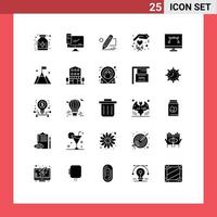 25 icônes créatives signes et symboles modernes de l'outil de Bézier main serveur cadeau tablette éléments de conception vectoriels modifiables vecteur