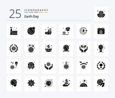 pack d'icônes de glyphes solides du jour de la terre 25, y compris l'énergie. Jour de la Terre. journée. agriculture. journée vecteur