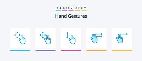 gestes de la main bleu 5 pack d'icônes comprenant. doigt. droite. doigts. conception d'icônes créatives vecteur