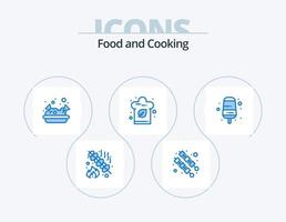 pack d'icônes bleues alimentaires 5 conception d'icônes. . nourriture. déchet. crème. chapeau vecteur