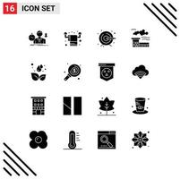 pack de 16 signes et symboles de glyphes solides modernes pour les supports d'impression Web tels que les éléments de conception vectoriels modifiables d'usine de paysage de serviette de terre tombante vecteur