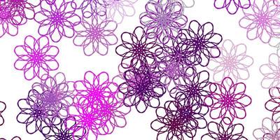 texture de doodle vecteur rose clair avec des fleurs.