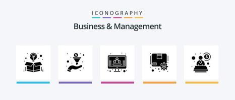 pack d'icônes glyphe 5 d'affaires et de gestion, y compris consultant. équipement. Entreprise. parcelle. boîte. conception d'icônes créatives vecteur
