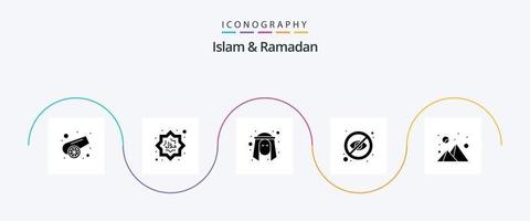 pack d'icônes islam et ramadan glyph 5, y compris le soir. cacher. homme. œil. aveugle vecteur