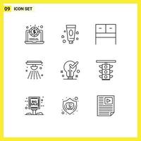 ensemble moderne de 9 contours pictogramme d'idée de table lumineuse tick feu éléments de conception vectoriels modifiables vecteur