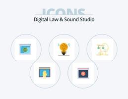 loi numérique et studio de son plat icône pack 5 conception d'icônes. échouer. concept. loi. loi. numérique vecteur