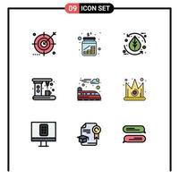 symboles d'icônes universelles groupe de 9 couleurs plates modernes remplies d'appareils de cuisine argent nature environnement éléments de conception vectoriels modifiables vecteur