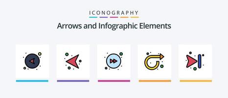 ligne de flèche remplie de 5 packs d'icônes comprenant. réseau. la gauche. direction. bouton. conception d'icônes créatives vecteur