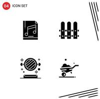 4 icônes créatives signes et symboles modernes de l'échantillon d'étagère audio maison une roue éléments de conception vectoriels modifiables vecteur