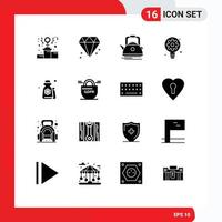 16 icônes créatives signes et symboles modernes de cosmétiques engrenage bouilloire ampoule éléments de conception vectoriels modifiables créatifs vecteur