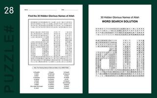 nomdieuasmaularabicreligionpuzzle de motséducatifmots croisésanglaisactivitéfiche enfantscasse-têtequiztâche de recherchedéfi d'activitéfeuille de travail vecteur