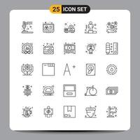 symboles d'icônes universels groupe de 25 lignes modernes d'explication d'investissement concepteur d'éléments de conception vectoriels modifiables d'entreprise vecteur